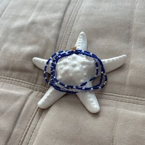 Nautical Blue and White Beaded Bracelet